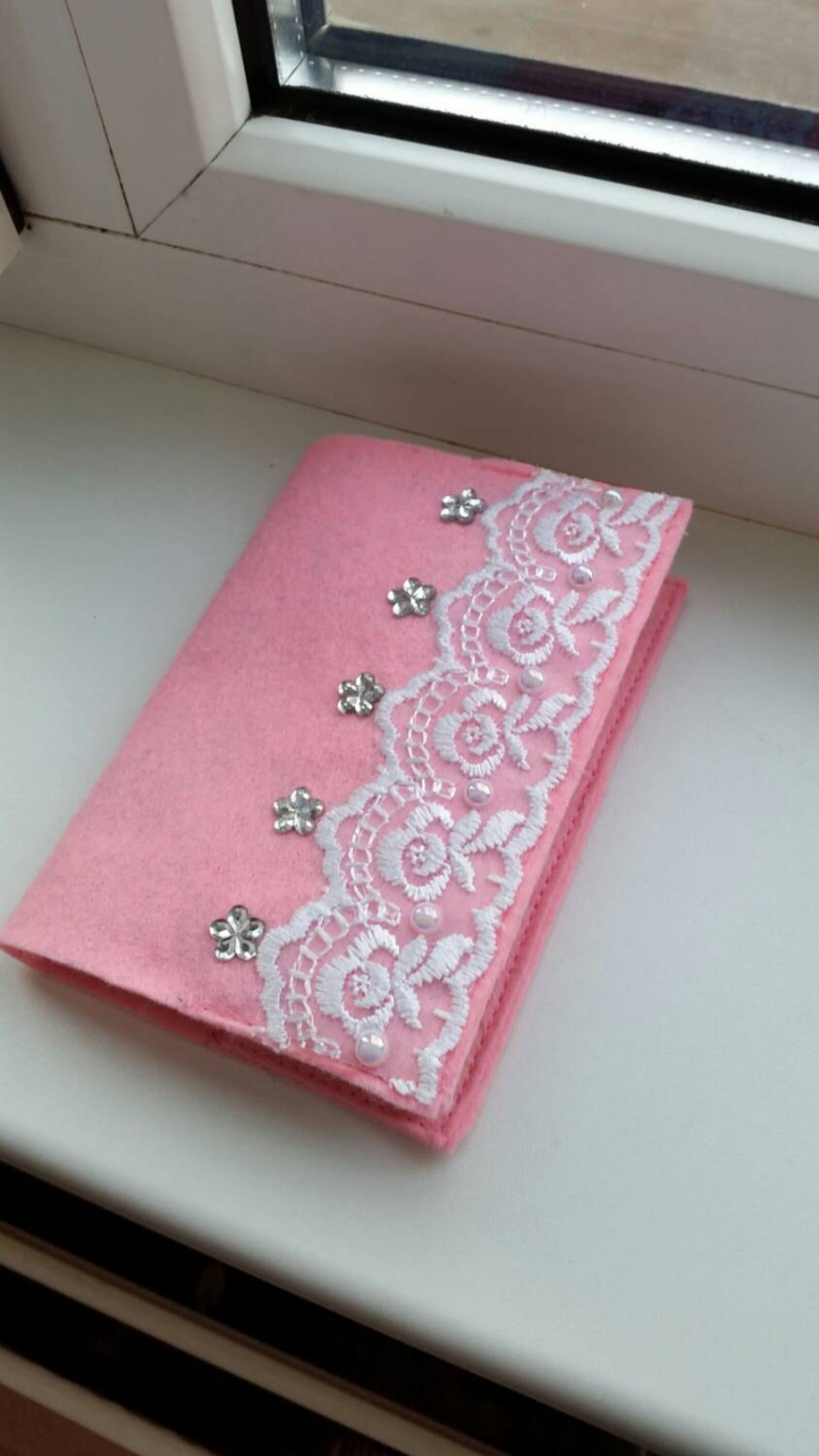 Felt Passport cover case holder with the design. Handmade Etsy