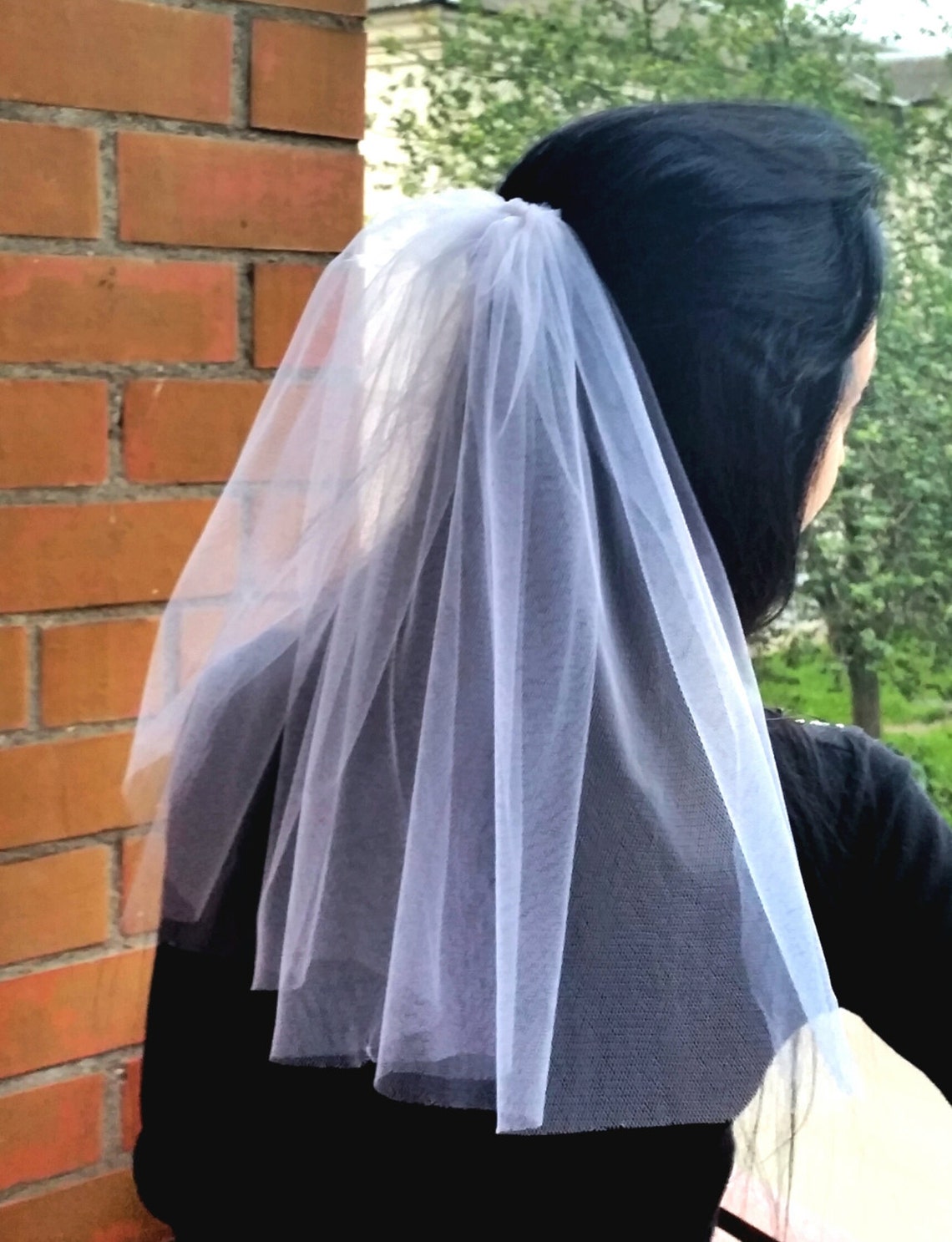 Bachelorette party 1tier Veil white short length. Bridal Etsy