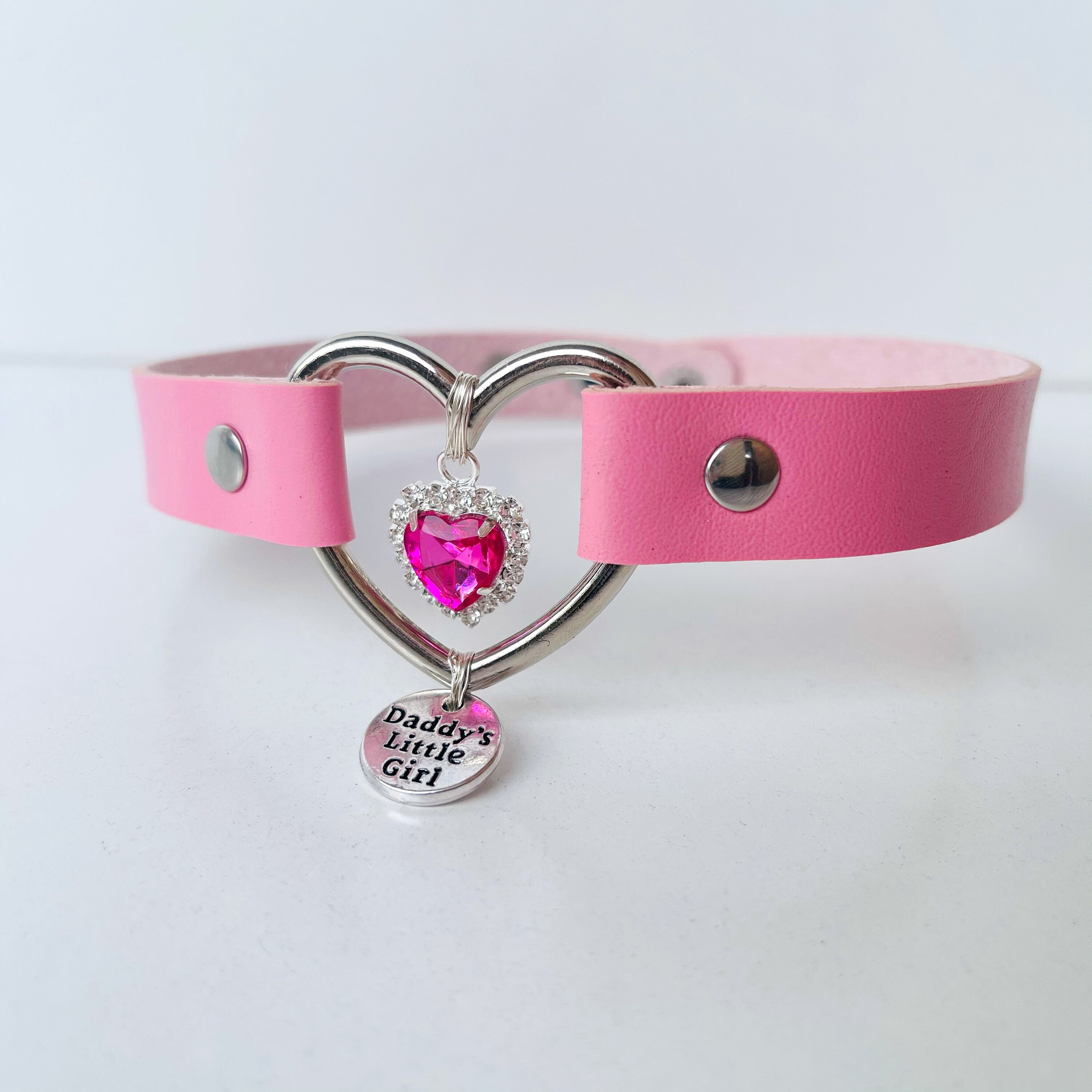 Pink choker. Daddys girl choker. DDLG. Lolita. Faux Leather Etsy