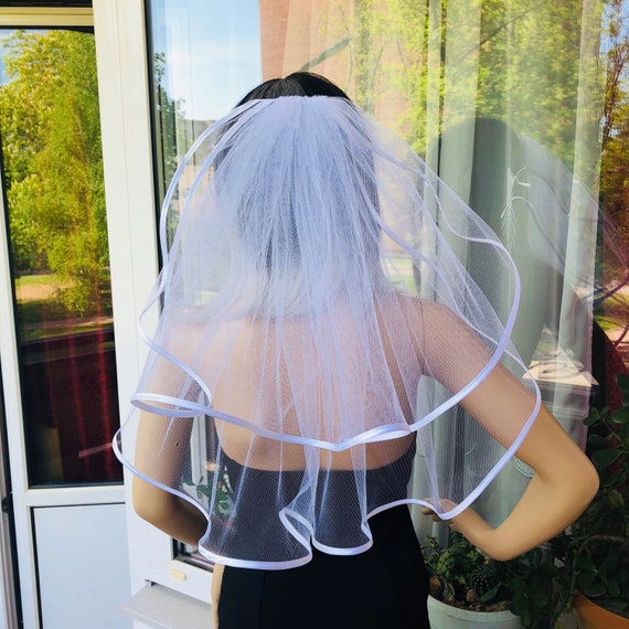 White Bridal Wedding Veil Bride To Be Bachelorette Hen Party