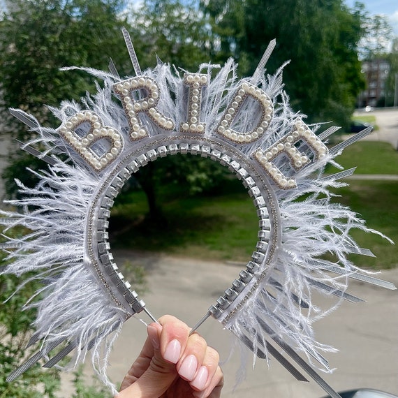 Bride to Be Crown for Bachelorette Bridal Halo Crown With  display picture 3