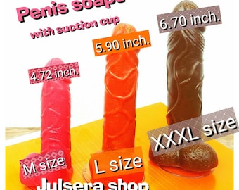 Penis soap with suction cup. 3 sizes. Huge penis. Any color. Willy. Bachelorette party dick, funny gift, bride to be hen party joke sex game