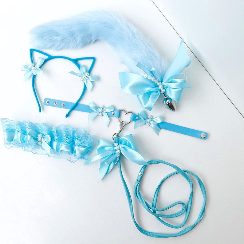 Light Blue Tail Plug Ears. DDLG Pet Play Kitten Set. Buttplug Etsy