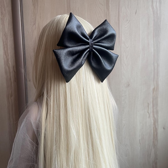 Black Leather Bow Hair Clip Hair Bow Cute Hair Clip Bow Hair  display picture 2