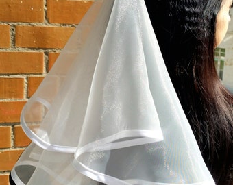 Bachelorette party Veil 2-tier white, middle length. Bride veil, accessory, bachelorette veil, wedding veil, hens party veil