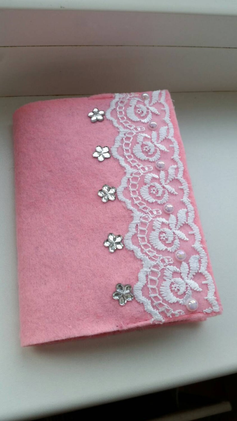 Felt Passport cover case holder with the design. Handmade Etsy