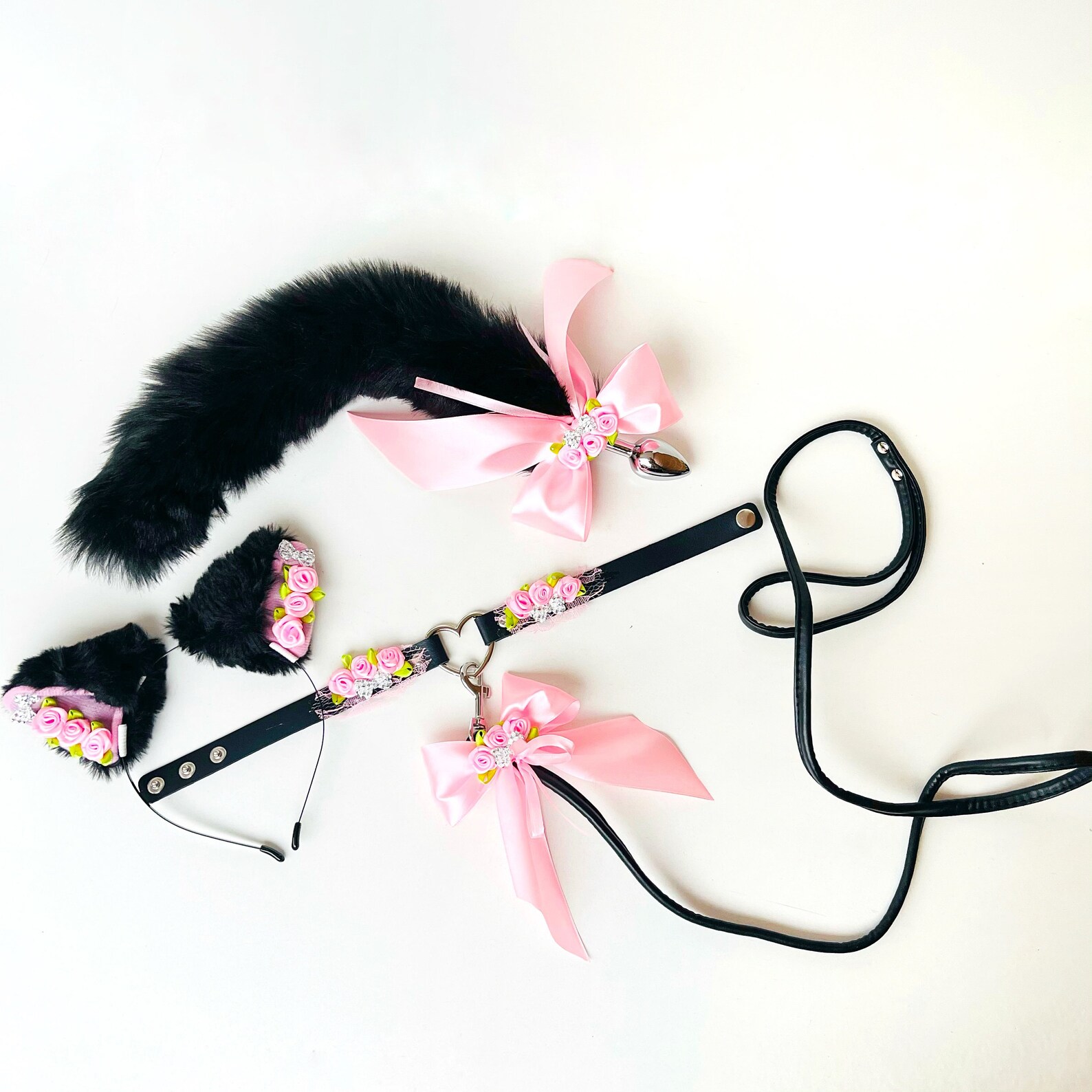 Sexy Black Pink Kitty Set Bdsm Sexy Kitten Costume Faux Fur | Etsy