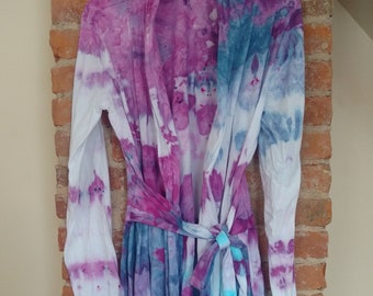 Hand dyed cotton waterfall cardigan S M