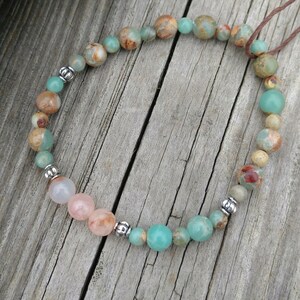 Jasper and fire quartz stretch bracelet