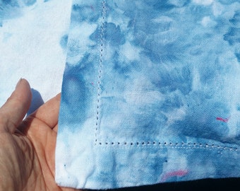 Hand dyed woven cotton napkins boho indigo love ooak