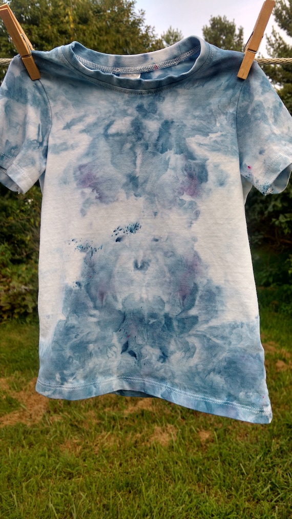 Hand dyed organic cotton toddler t shirt 2t blue indigo