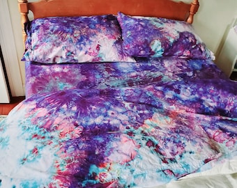 Stormy Sunset Hand Dyed Organic Cotton Sheet Set Ice Dyed Sheets