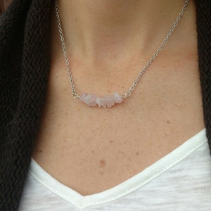 Rose quartz raw crystal necklace