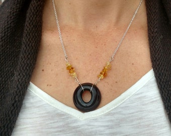 Wine bottle and citrine necklace