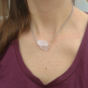 Raw rose quartz necklace ooak