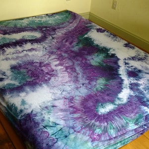 Purple and Teal Hand Dyed Organic Cotton Sheet Set Ice Dyed Sheets
