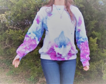 Hand dyed cotton sweatshirt tie dye size small