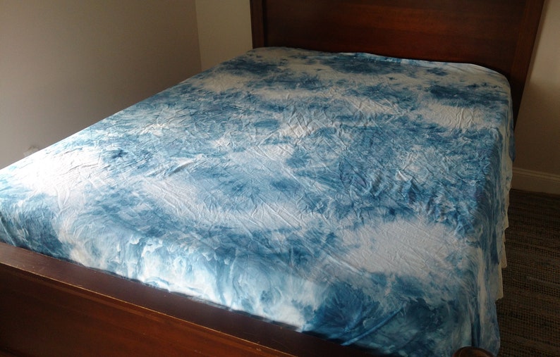 Indigo Love Hand Dyed Organic Cotton Sheet Set Ice Dyed Sheets image 3