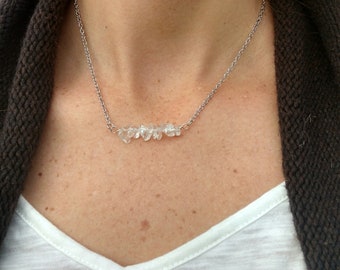 Clear quartz raw crystal necklace