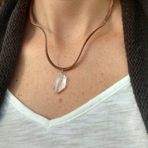 Raw quartz point necklace