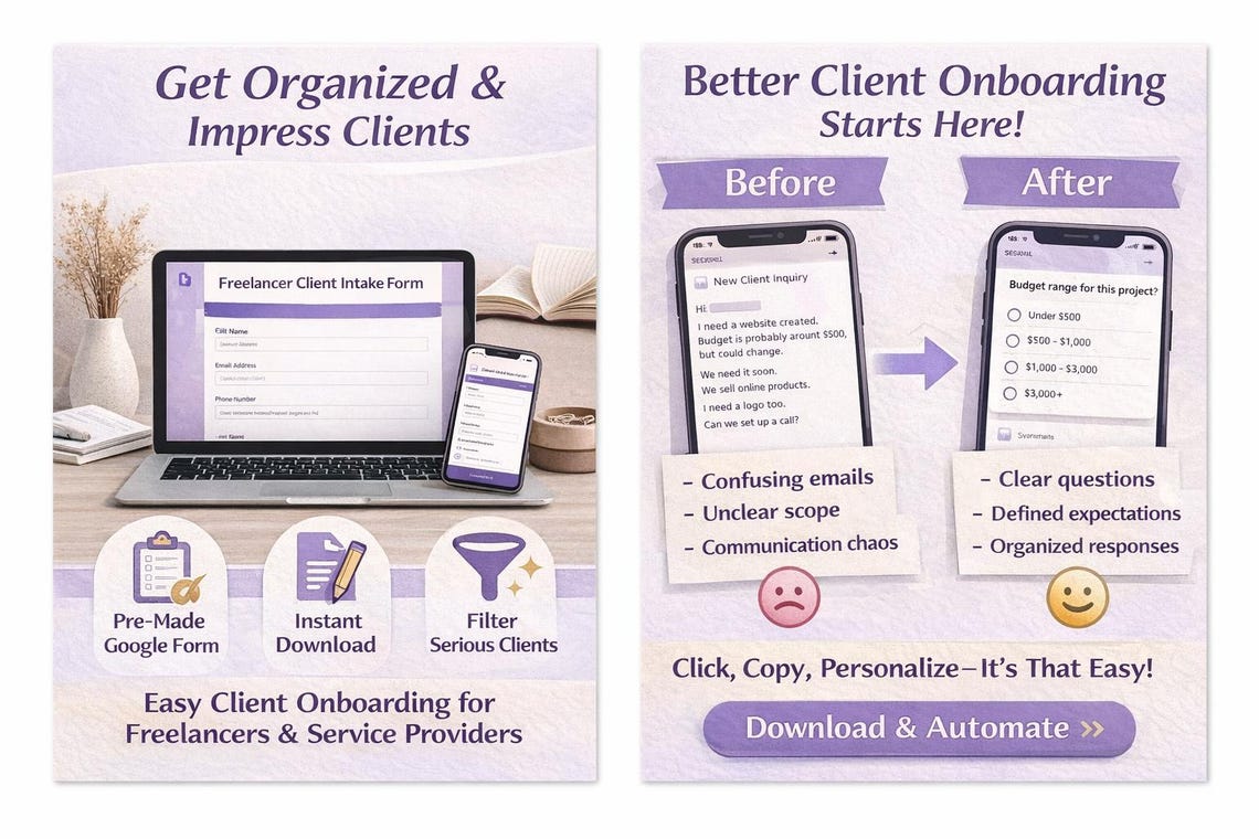 Freelancer Client Intake Form Template - Etsy