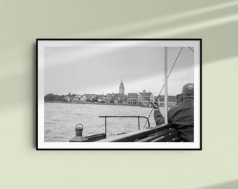 Friedrichshafen aan het Bodenmeer, circa 1930, historische zwart-witfoto als poster in verschillende formaten.