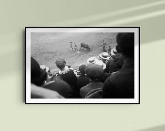 Stierengevecht in Barcelona circa 1930, historische zwart-witfoto als poster in verschillende formaten.