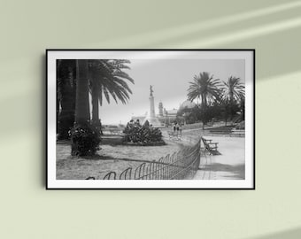 Jardin Albert 1er a Nizza, circa 1930, fotografia storica in bianco e nero disponibile come poster in vari formati.