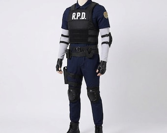 Disfraz de Leon Kennedy de la R.P.D., uniforme de policía de Resident Evil RE2, atuendo táctico para Halloween y Comic Con.