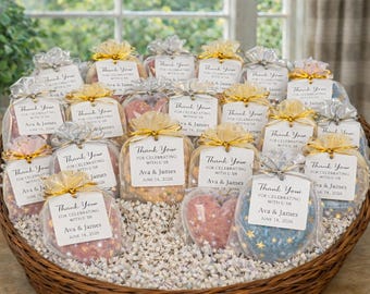 Cadeaux de mariage personnalisés pour faire fondre la cire | Fondants de cire de soja personnalisés | Mini cadeau de remerciement pour invité de mariage | Cadeaux pour la douche nuptiale en vrac