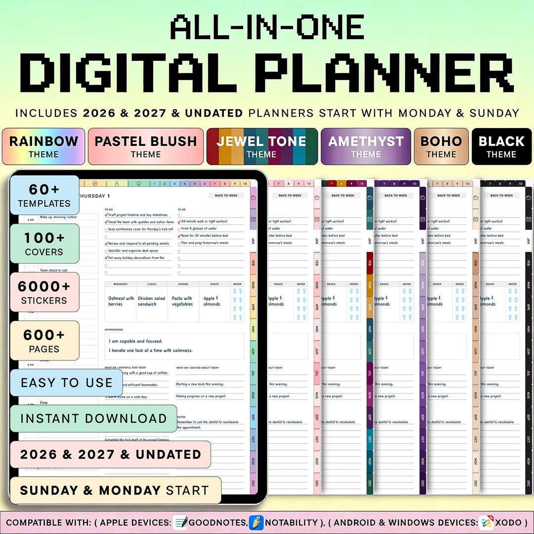 2026 2027 Digital Planner, Goodnotes Planner, Hyperlinked iPad Planner ...