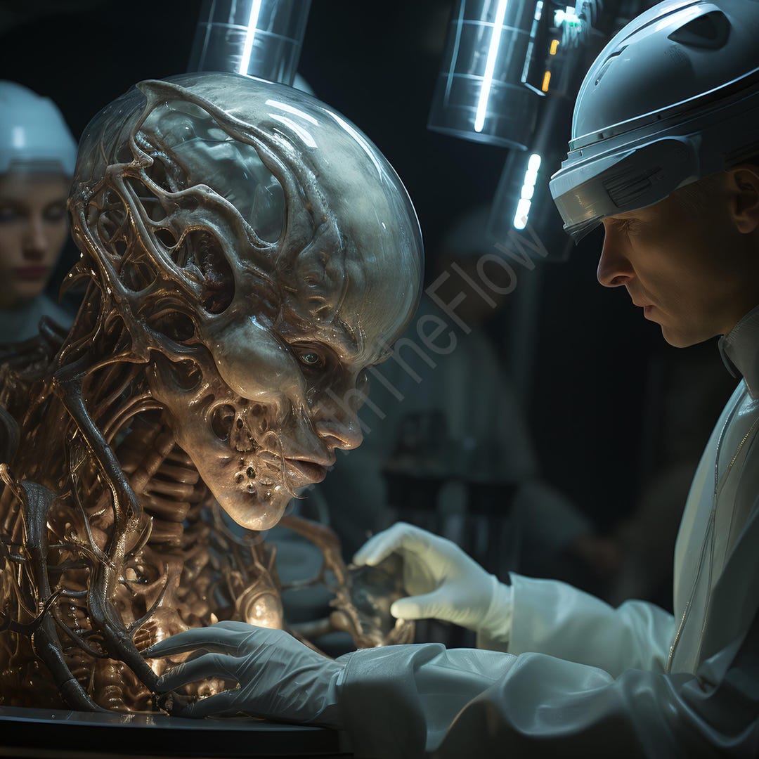 Sci-fi Biomechanical Alien Art Print | Futuristic Creature Lab Decor ...