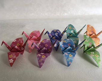 96 Grues Origami - Impression Sakura - Papier japonais - Taille S