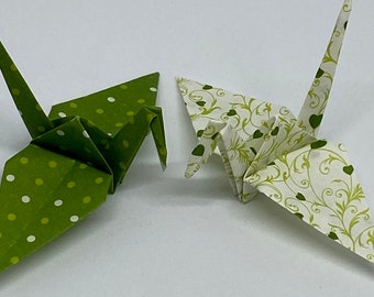 80 Origami Cranes - Outdoor Green - Water Resistant Paper - Sizes S, M or L