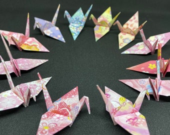 96 Origami Cranes - Sakura MIX print - Japanese Paper - Size S