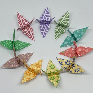 100 Origami Cranes Print Chiyogami Impresso Japanese Paper Size S READY FOR SHIPPING image 1