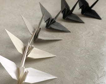 96 Origami Cranes - Shades of Grey - Japanese Paper - Size S, M or L