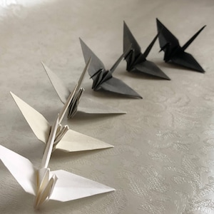 96 Origami Kraniche - Grautöne - Japanisches Papier - Größe S, M oder L