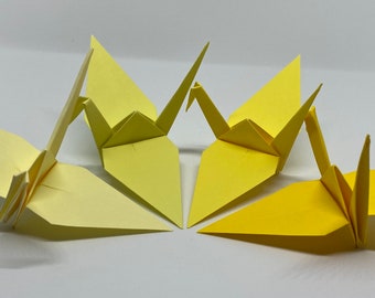 100 Origami Kraniche - Deutsches Papier - Gelb