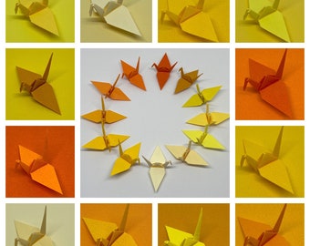 96 Origami Cranes - Shades of Yellow - Japanese Paper - Sizes S, M and L available