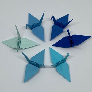 96 Origami Cranes Shades of Blue Japanese Paper Sizes S, M and L available image 5