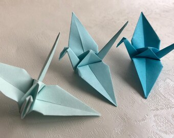 100 Origami Cranes - German Paper - Blue