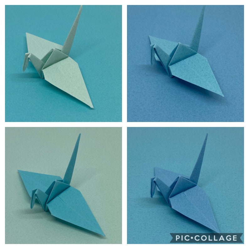 96 Origami Cranes Shades of Blue Japanese Paper Sizes S, M and L available image 2