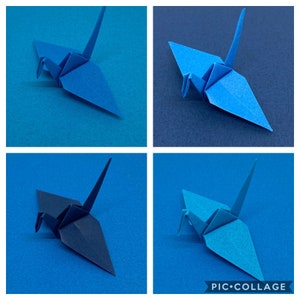 96 Origami Cranes Shades of Blue Japanese Paper Sizes S, M and L available image 4