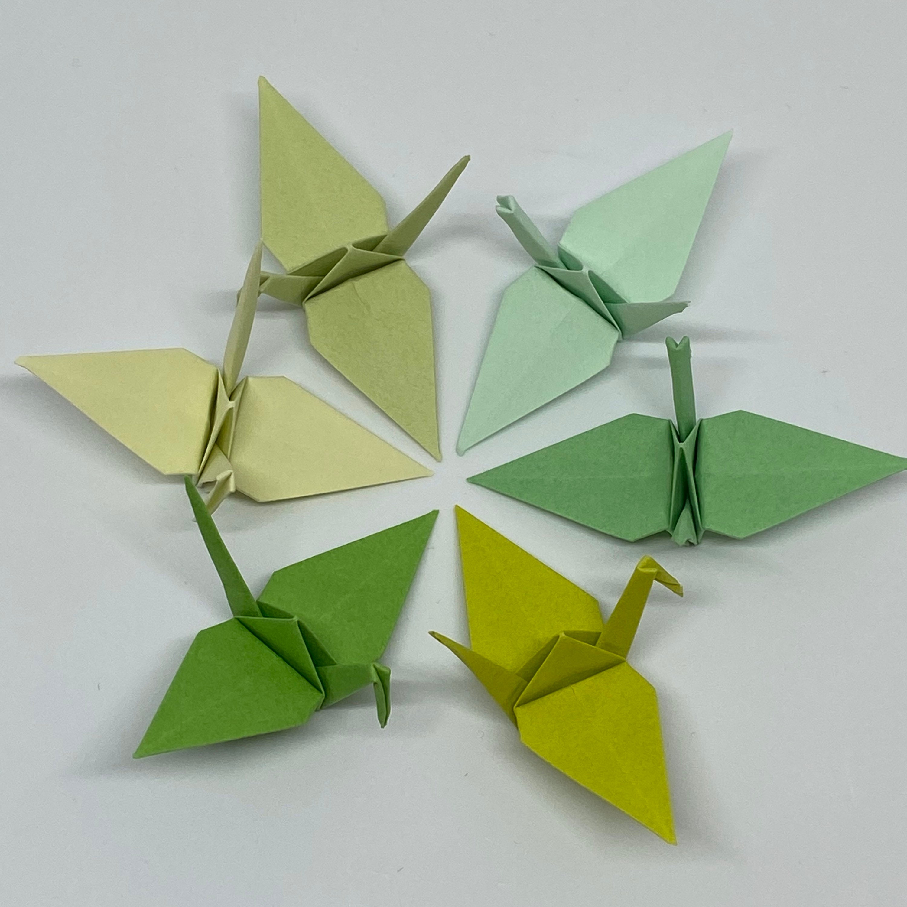 96 Origami Cranes Shades of Green Japanese Paper Sizes Etsy