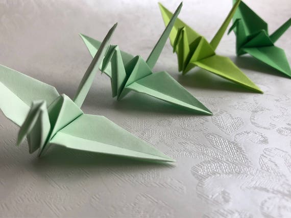 100 Origami Kraniche Deutsche Papier Grün