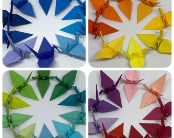 74 Origami Cranes - 37 Mixed Colors - Japanese Paper - Sizes S