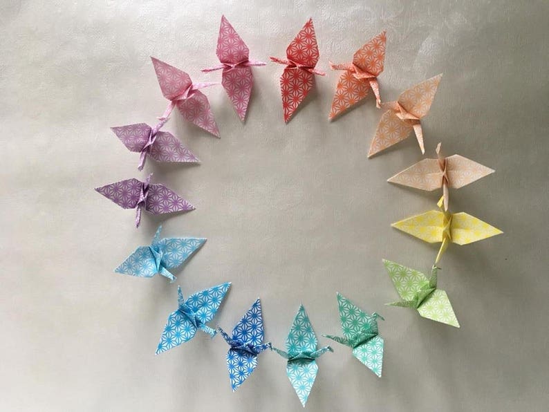 1000 Origami Kraniche Geometrischen Drucken Japanpapier Größe S Sofort Lieferbar