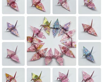 96 Origami Cranes - Sakura Mix print - Japanese Paper - Size S