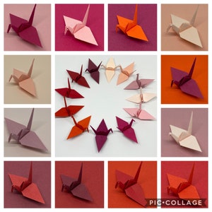 96 Gru origami - Tonalità di rosso - Carta giapponese - Taglie disponibili S, M e L